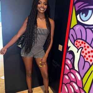 Striped Black and Gray Romper